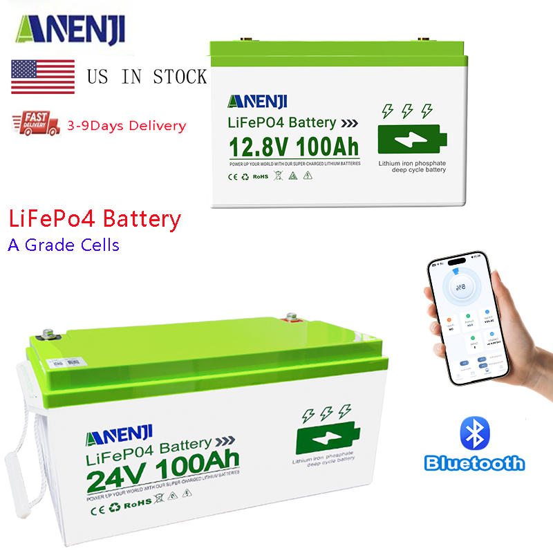 Lithium Battery 100Ah - Batería ANENJI LiFePo4 24V 100AH 25.6V